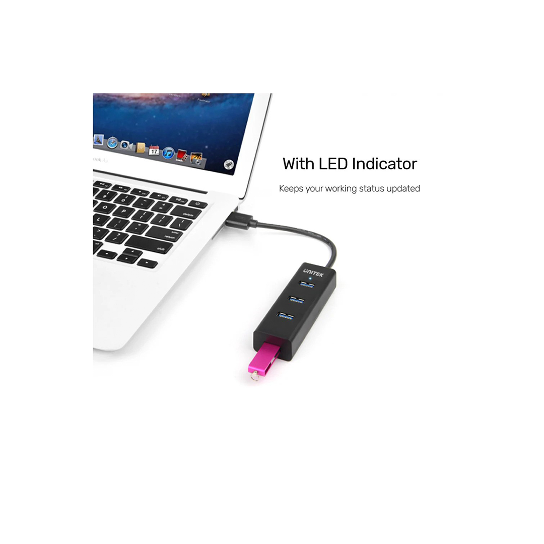 موزع USB 3.0 من Unitek Y-3089V مزود بأربعة منافذ موزع USB 3.0 من Unitek Y-3089V مزود بأربعة منافذ
